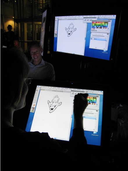 Caricature artist drawing an interesting face
