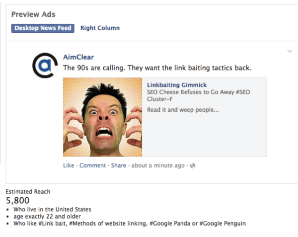FB Desktop News Feed Ad Preview