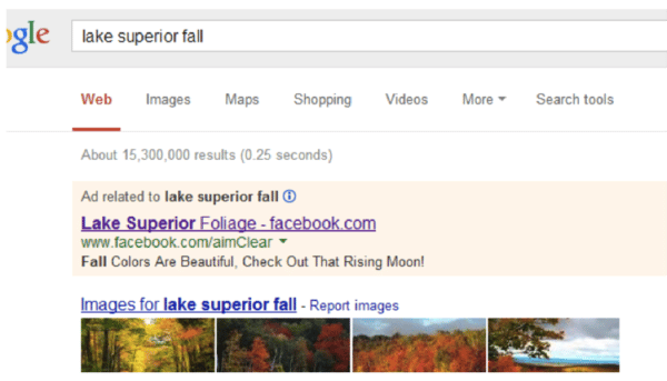 Lake Superior Fall Google SERP