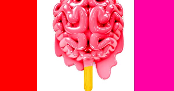 A pink, brain-shaped Popsicle.