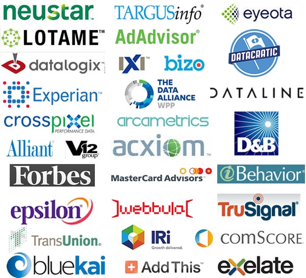 Logos of a couple dozen data companies.