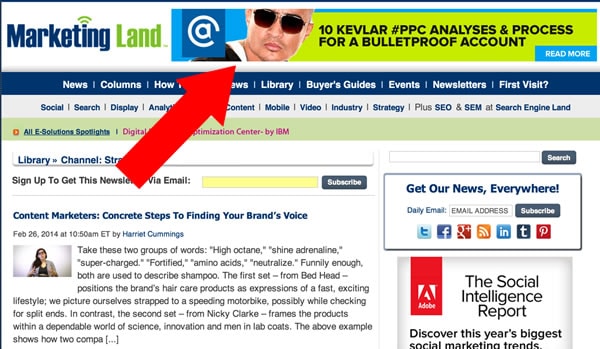 AIMCLEAR's banner ad on Marketingland.com