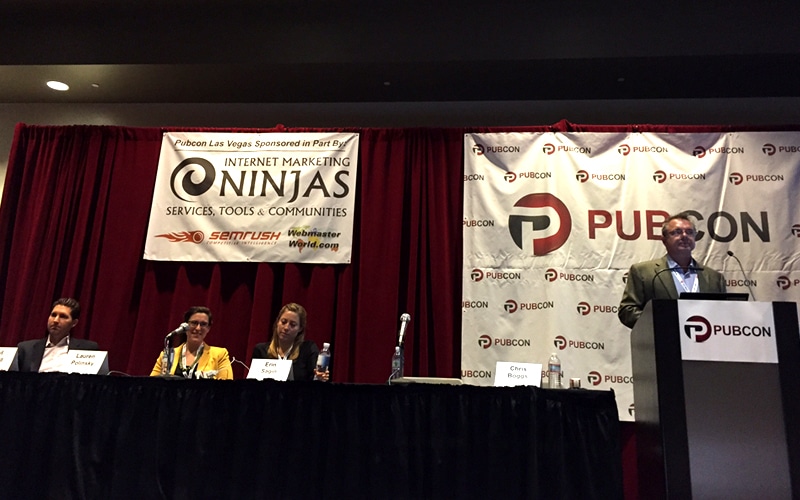 Speakers on stage at Pubcon.