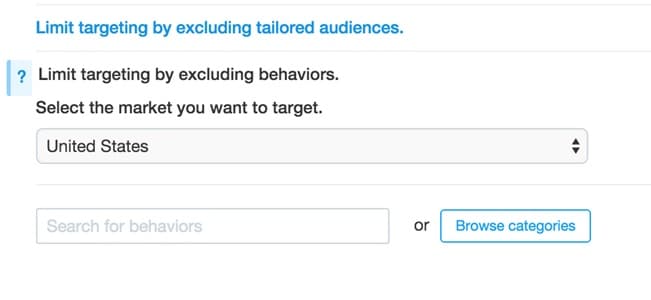 twitter targeting by excluding behaviors