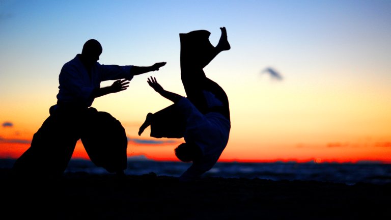 Two ninja silhouettes fight at daybreak as we introduce our post, 10 Excel Marketing Ninja Moves! Ditch Tedious Formatting & Annoying Adjustments.