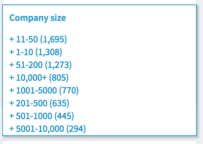 Sales Navigator Company Size