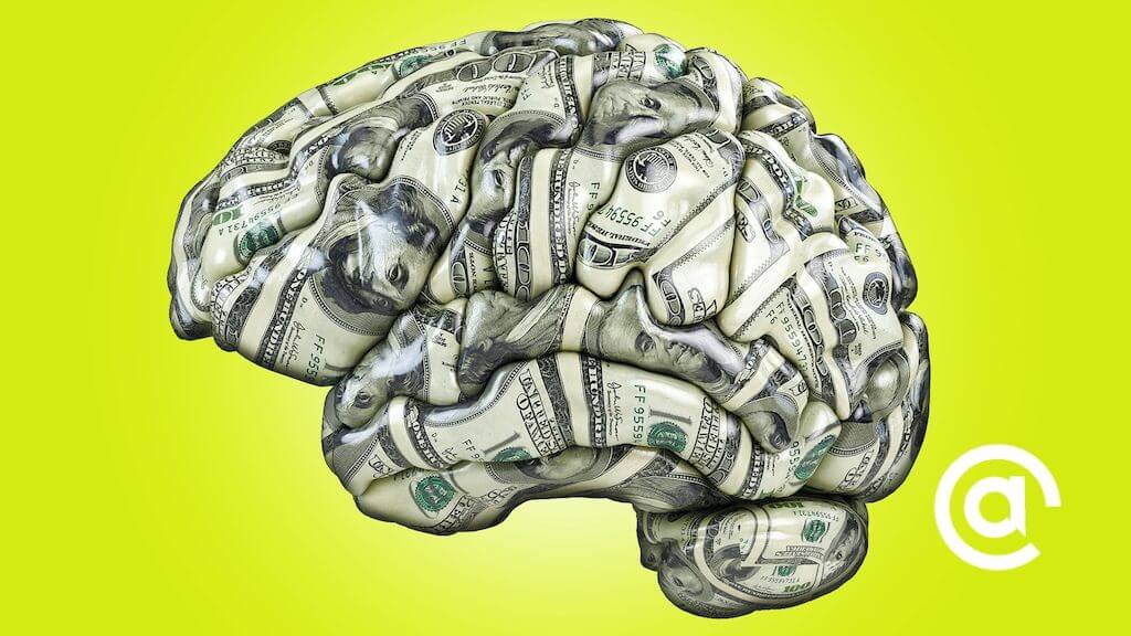 A brain made of paper money introduces our post.