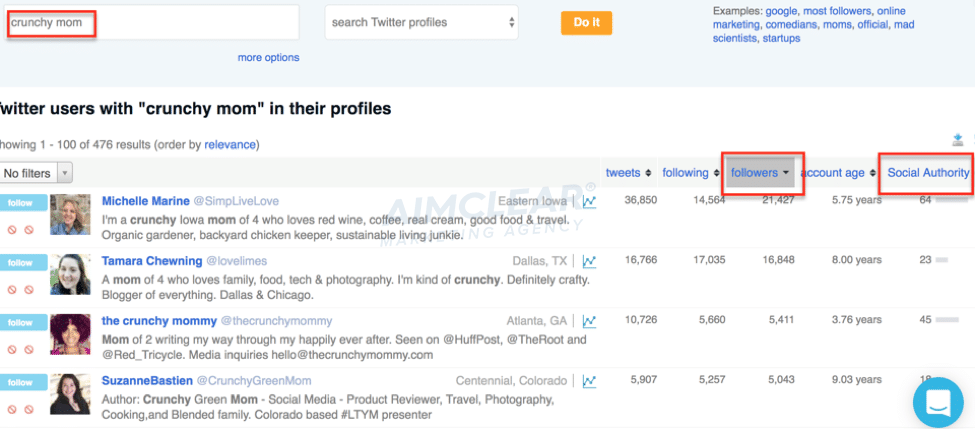 BuzzSumo similar profile results