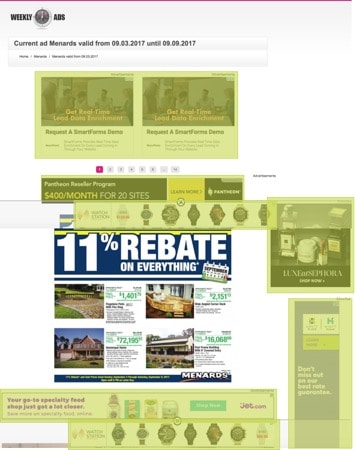 More examples of display ads interfering with the usage of a page.