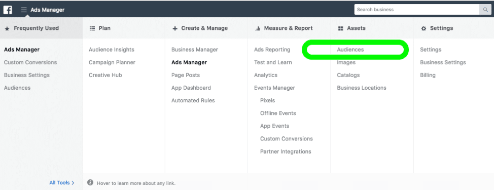 Create your own targeted lists. In Ads Manager go to Audiences. 