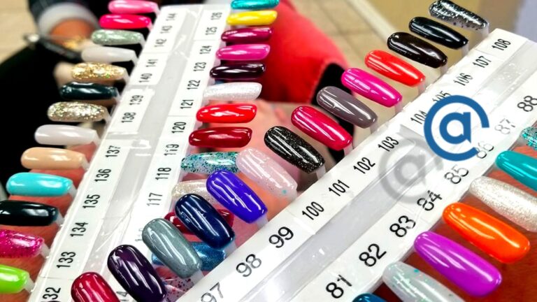 False finger nails painted in many colors and numbered for customers to select the color they want.