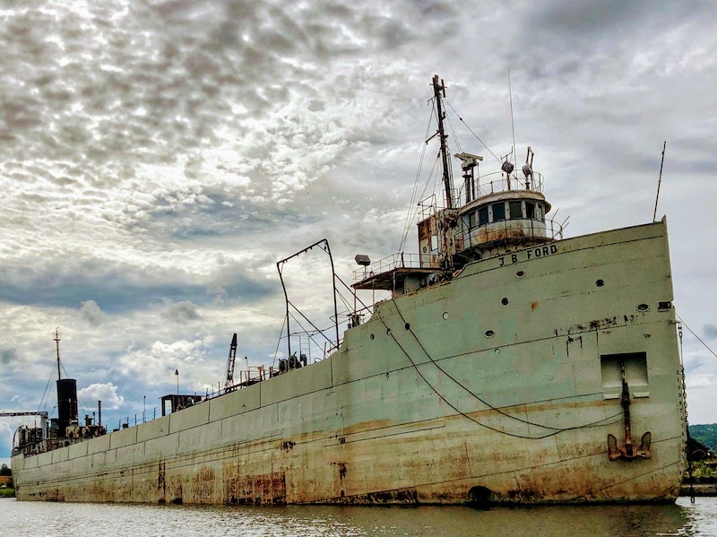 The J.B. Ford is a steamship bulk freighter with forward pilot house saw 112 years of service on the Great Lakes and is now being scrapped.