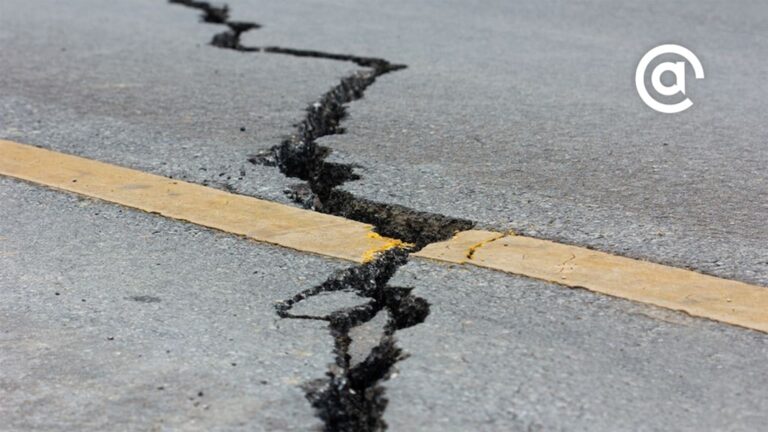 Earthquake crack in roadway representing shifting landscape of paid social ad platforms