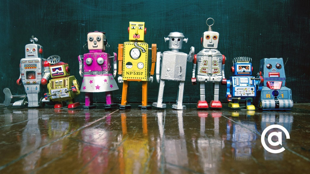 Photo of various antique toy robots