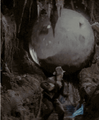 The boulder chasing Indiana Jones gif