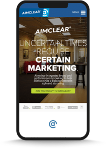 Mobile viewpoint of <em>AIMCLEAR</em>‘s homepage website” width=”171″ height=”273″ /></p>
<h2><b>2. Put the user first and keep things in reach!</b></h2>
<p><span style=