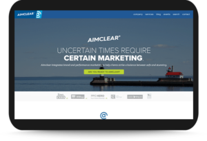 Tablet viewpoint of <em>AIMCLEAR</em>'s homepage website