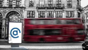 London billboard red bus