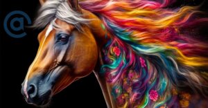 Picture of a pony on acid, multi-colored and beautiful.