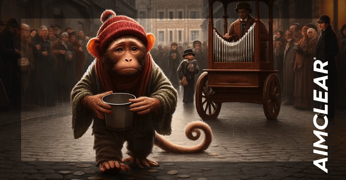 Illustration of organ grinder monkey