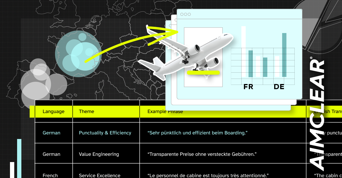 Graphic of plane flying across data and text