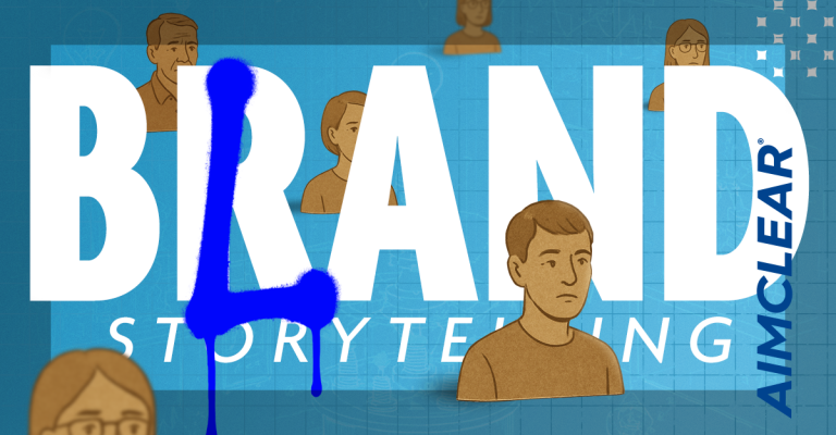 "Brand Storytelling" with a spraypainted L so that it now says "Bland"