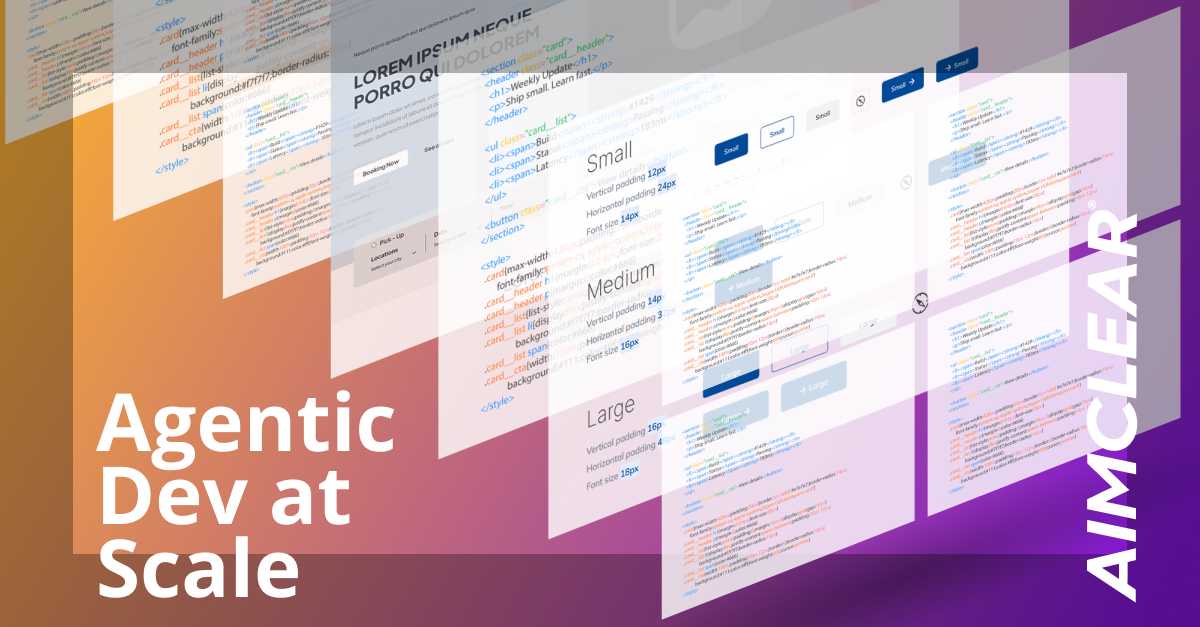 "Agentic Dev at Scale" with windows containing code
