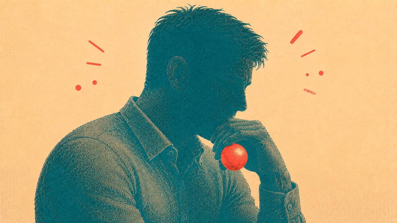 a silhouette of a person holding a pingpong ball while reflecting